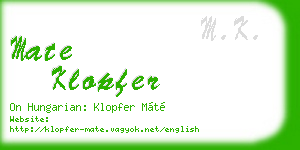 mate klopfer business card