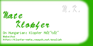 mate klopfer business card